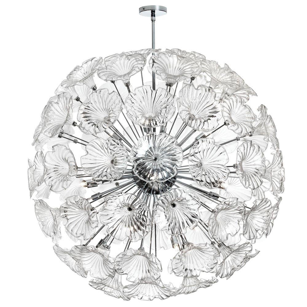 Dainolite FRA 20 Light Frangipani Chandelier, Clear Glass
