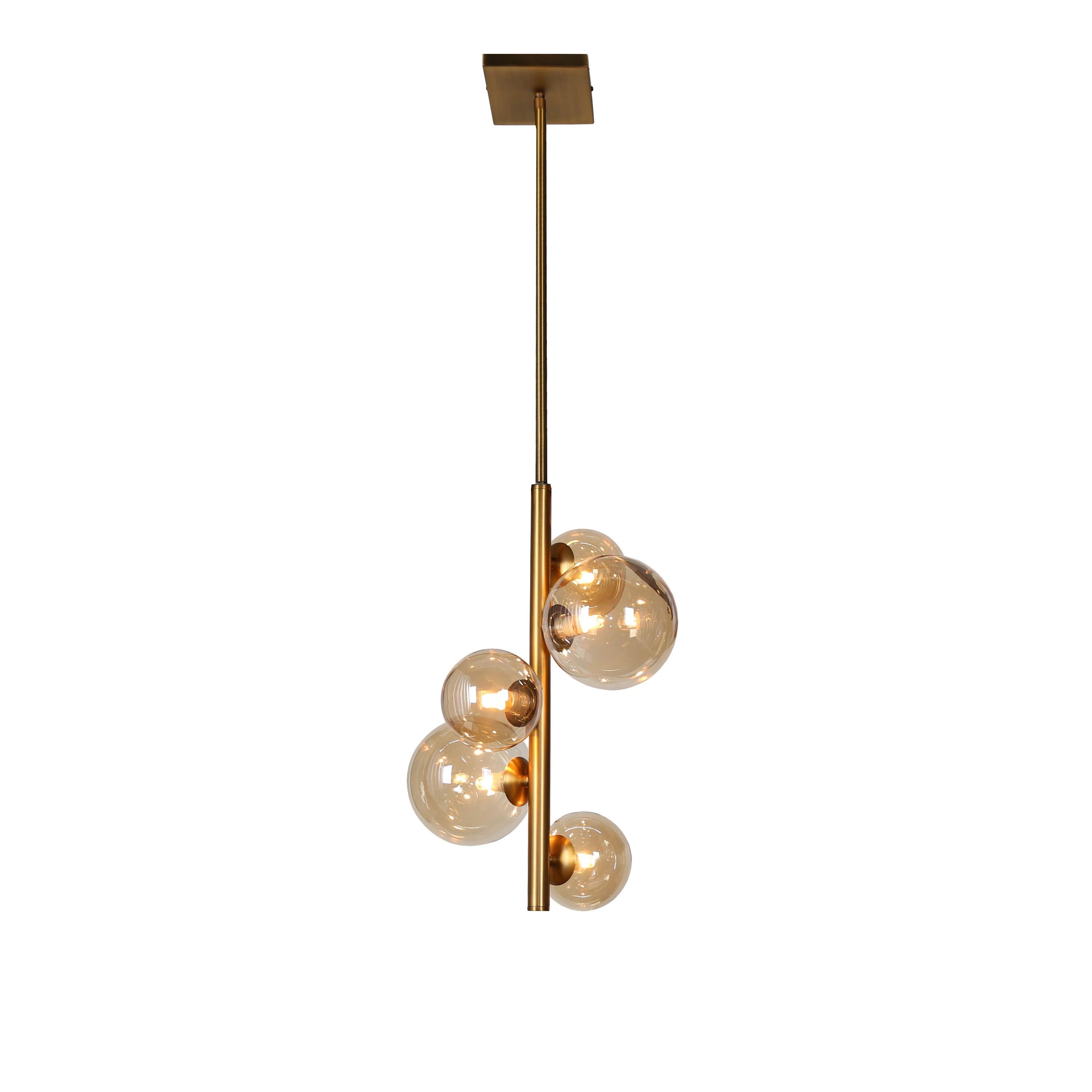Dainolite GLA 5 Light Pendant, Vintage Bronze Finish, Champagne Glass