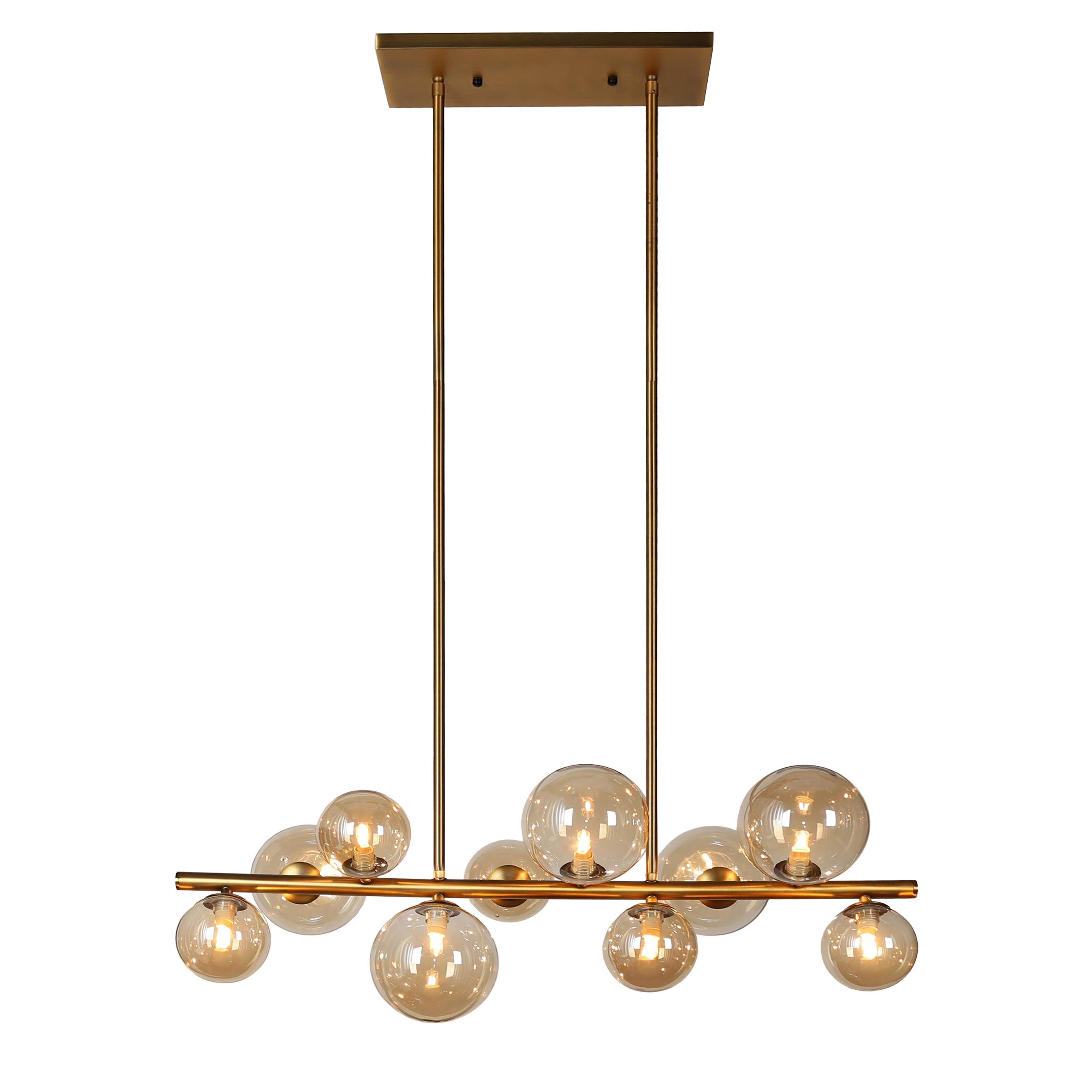 Dainolite GLA 10 Light Horizontal Pendant, Vintage Bronze Finish, Champagne Glass