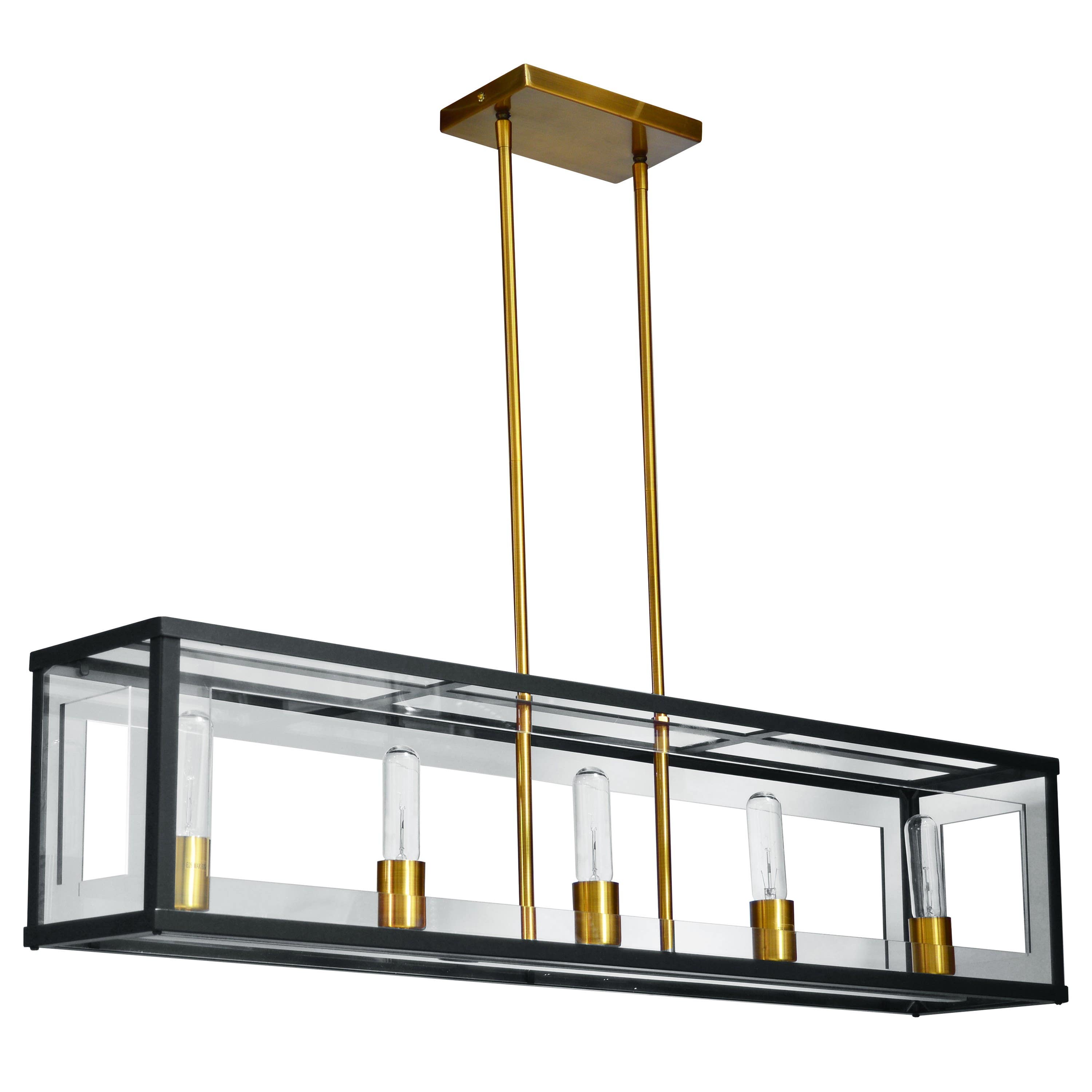 Dainolite HG 5 Light Horizontal Pendant, Clear Acrylic Panels