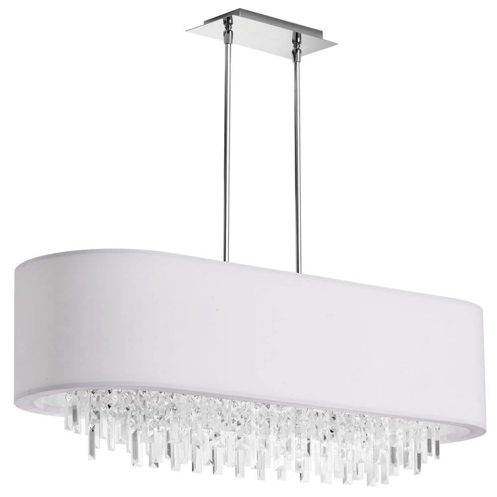 Dainolite JAS 8 Light Oval Crystal Chandelier, Polished Chrome Finish, Lycra Shades