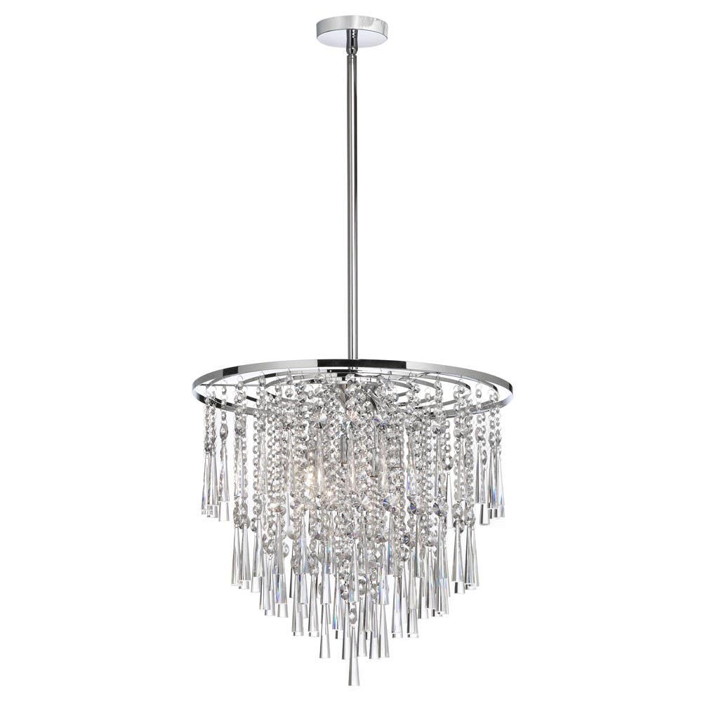 Dainolite JOS 8 Light Crystal Chandelier, Polished Chrome