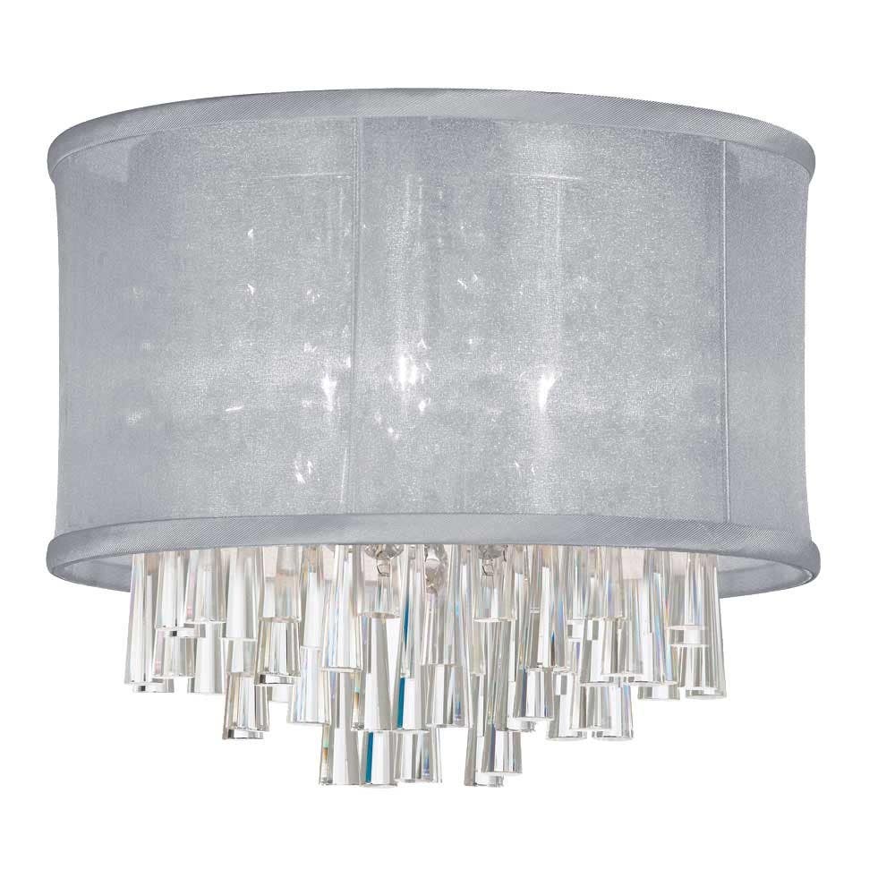 Dainolite JOS144FH 4 Light Crystal Flush Mount Fixture, Polished Chrome Finish