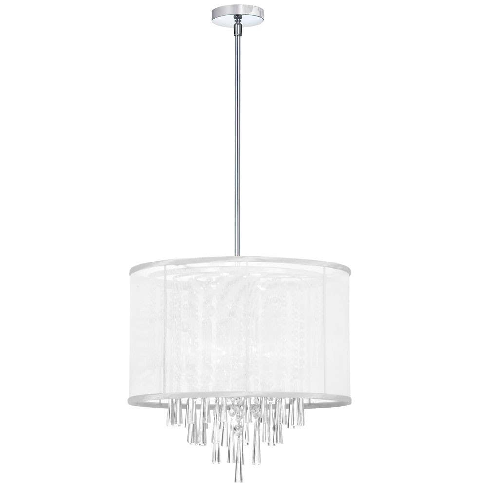 Dainolite JOS156 6 Light Crystal Chandelier, Polished Chrome Finish