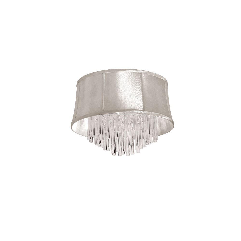 Dainolite JUL184FH 4 Light Crystal Flush Mount Fixture, Polished Chrome Finish