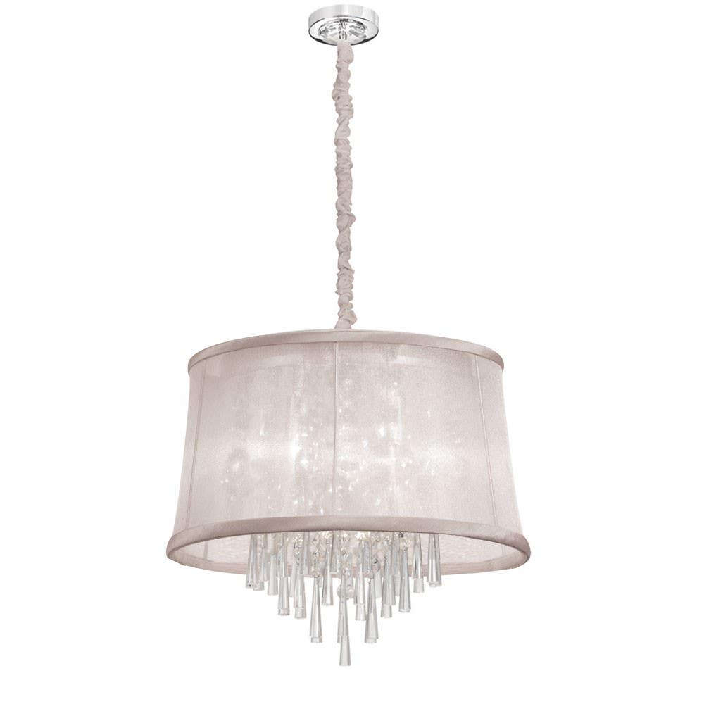 Dainolite JUL226 6 Light Crystal Chandelier, Polished Chrome Finish
