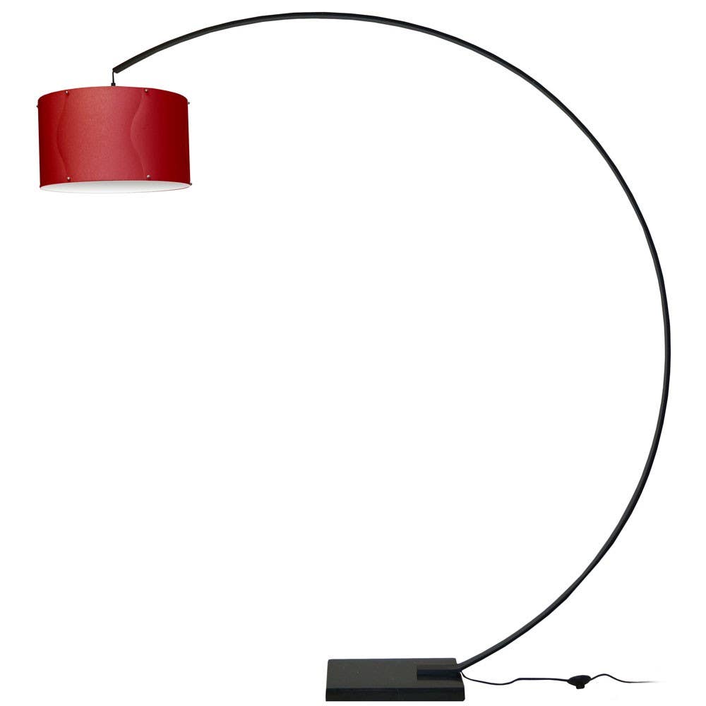 Dainolite KDARC Arc Lamp in Black Aluminum, Black Marble Base