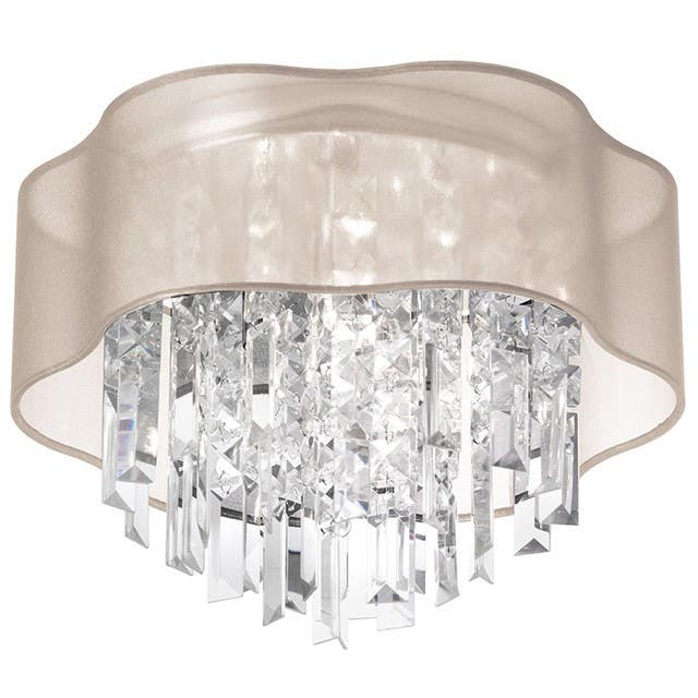 Dainolite ILL 4 Light Crystal Flush Mount Fixture, Polished Chrome Finish, Laminated Shades