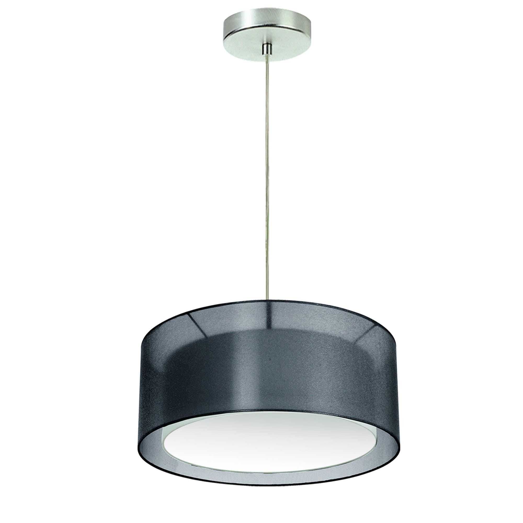 Dainolite MEL 2 Light Pendant, Satin Chrome Finish, Inside Shade White Linen