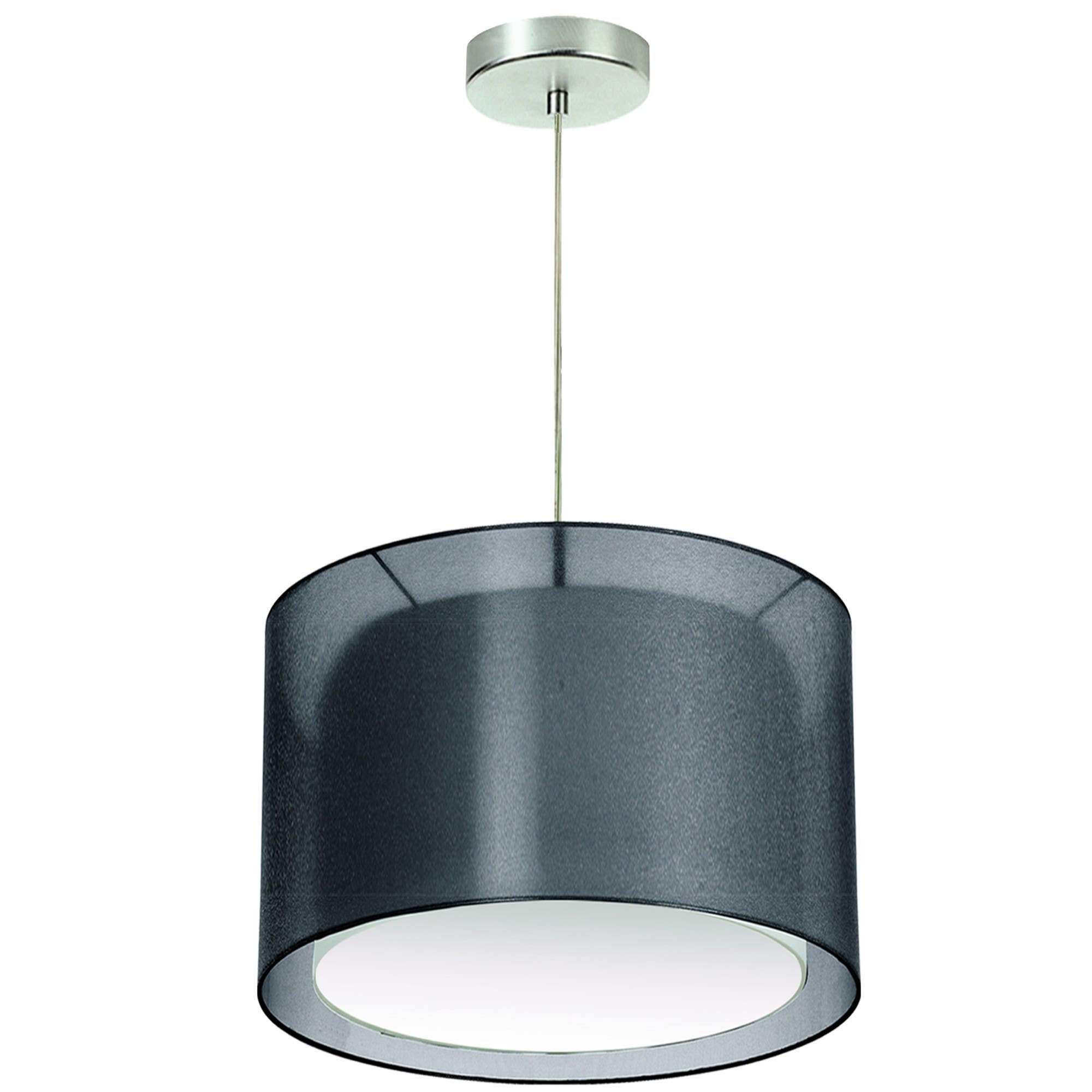 Dainolite MEL 1 Light, 18" Pendant, Black Organza w/ White Inner Shade