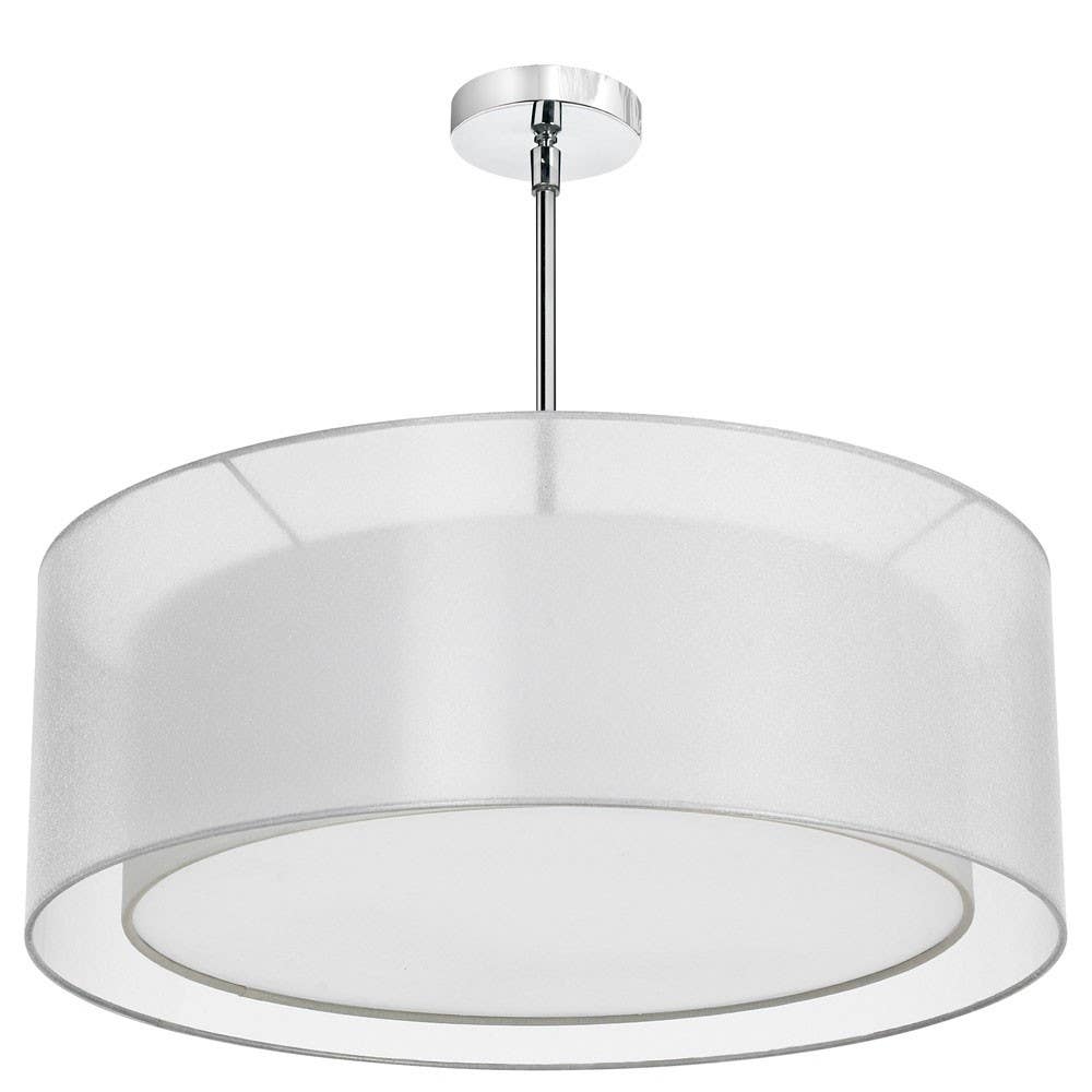Dainolite MEL307 4 Light Pendant, Outside Shade White Laminated Organza, Inside Shade White Linen
