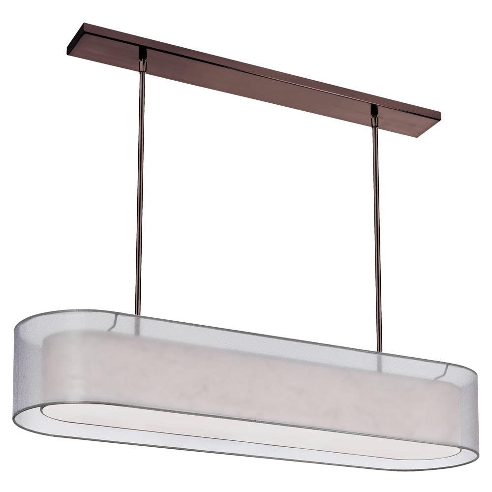 Dainolite MEL448 4 Light Oval Pendant, w/ Double Shade Silver & Cream