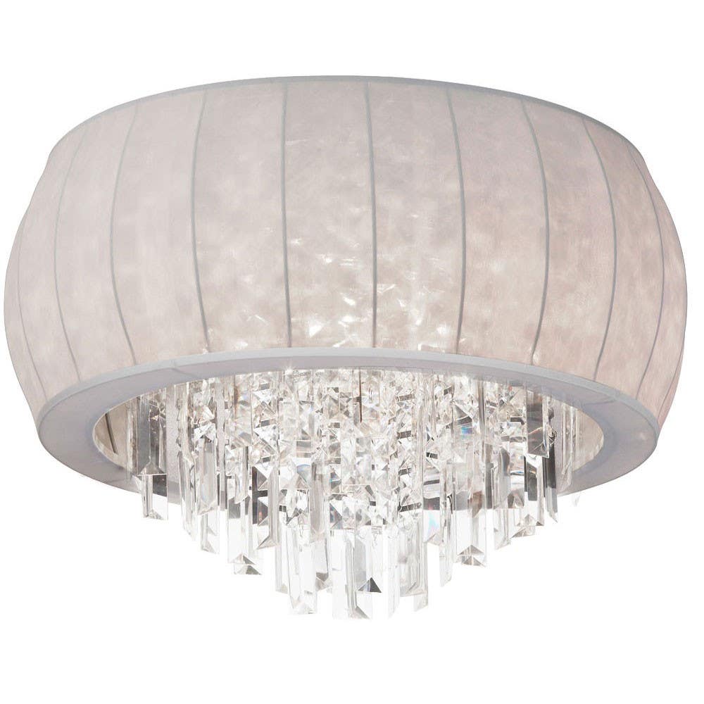 Dainolite MYA 8 Light Crystal Flush Mount, Polished Chrome Finish, Lycra Shades