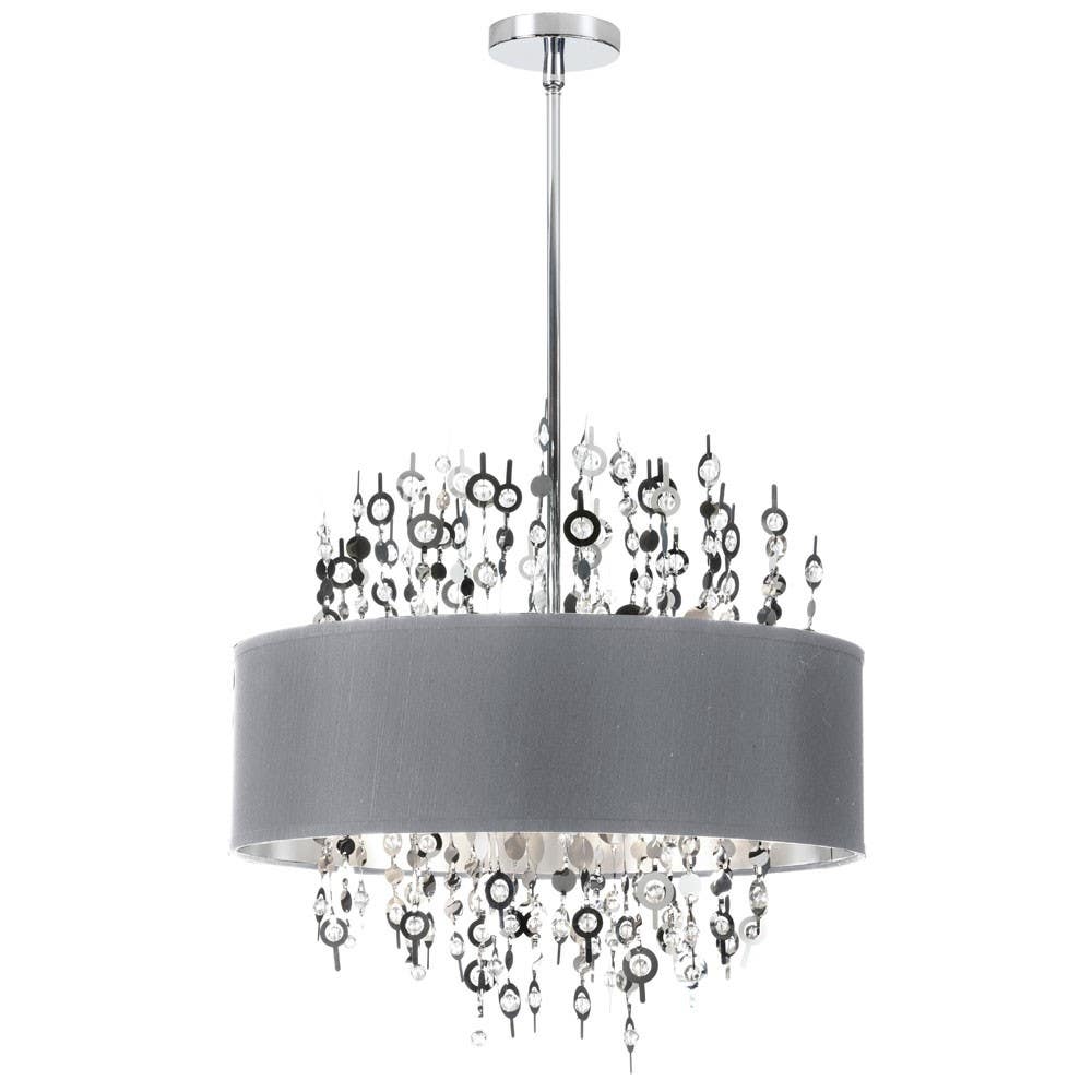 Dainolite PIC218C 8 Light Crystal Chandelier w/ Silver Shade