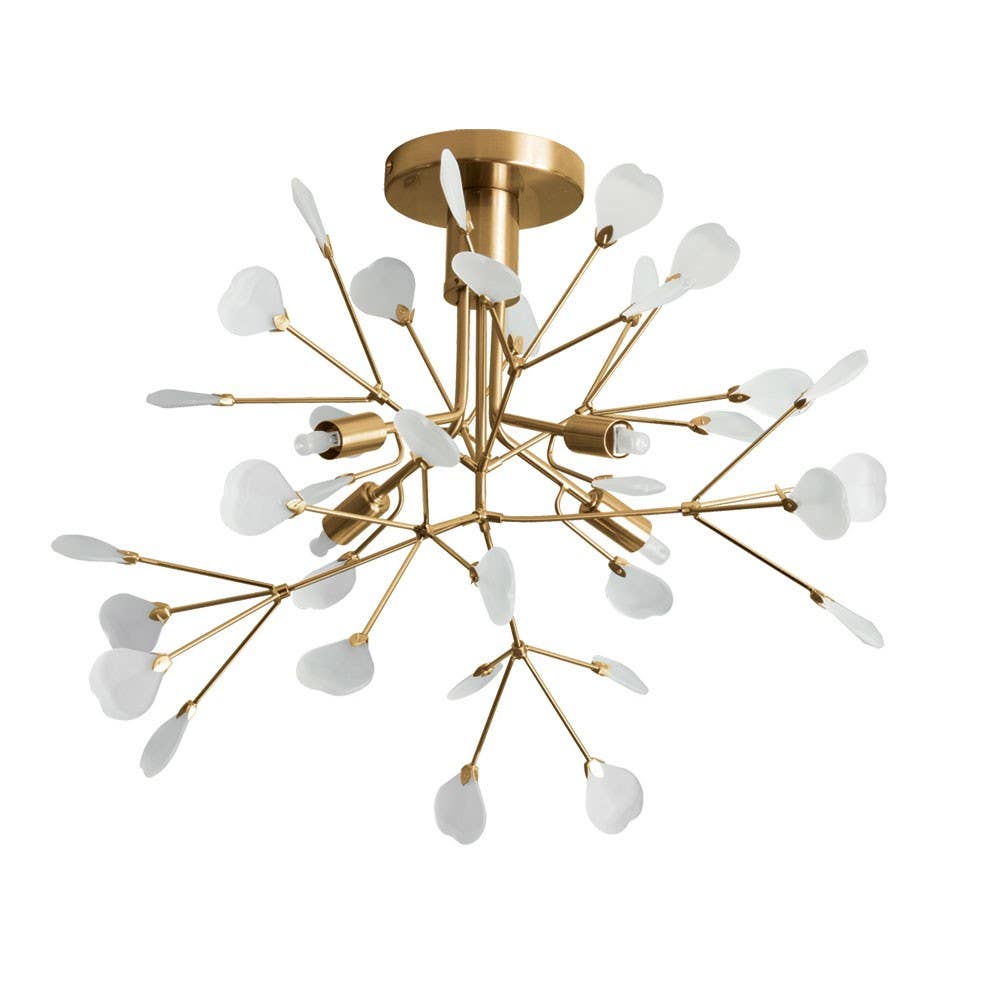 Dainolite PMN 4 Light Flush Mount, w/ Frosted Glass Petals