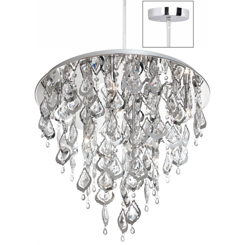 Dainolite SIL 8 Light Crystal Chandelier, Polished Chrome
