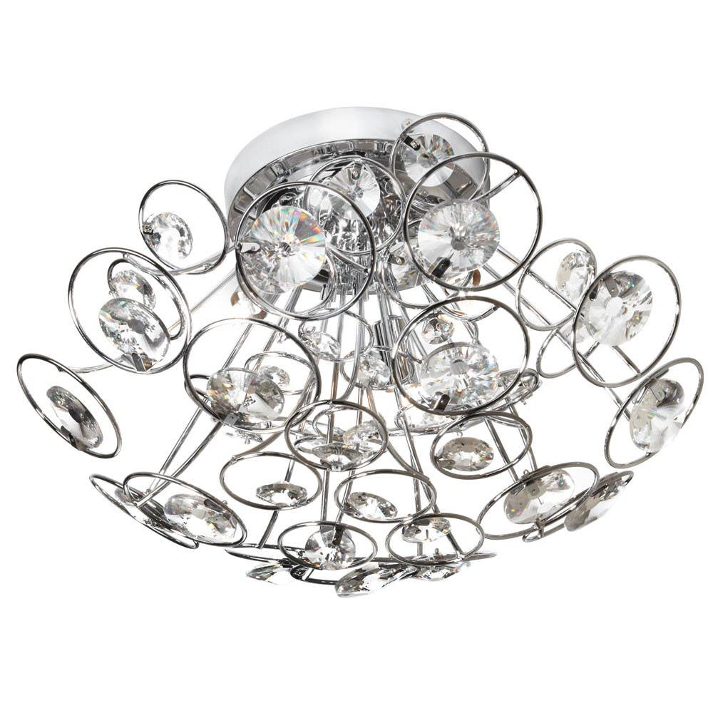 Dainolite STN 3 Light Crystal Flush Mount Polished Chrome Finish
