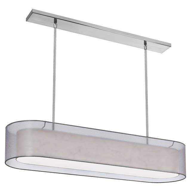 Dainolite MEL448 4 Light Pendant, Shade w/in Shade, Silver & White w/ 790 Diffuser