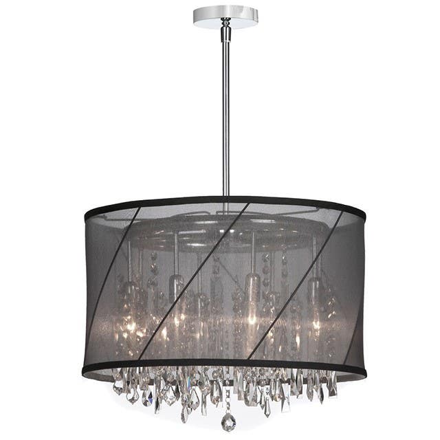 Dainolite SAF 6 Light Crystal Chandelier, Polished Chrome Finish