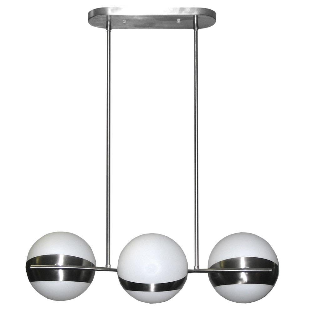 Dainolite TRIO2 3 Light Horizontal Pendant, Satin Chrome, Frosted White Glass