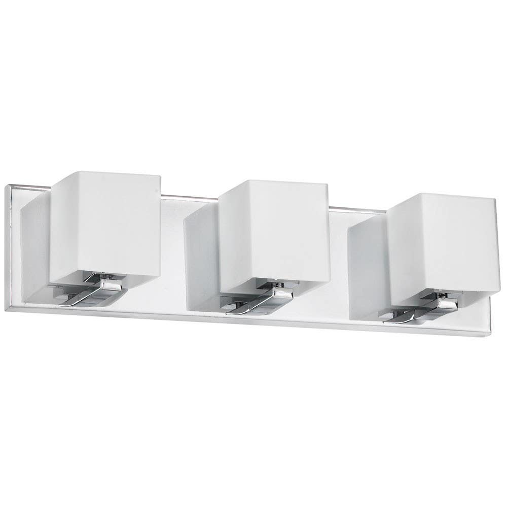 Dainolite V1230 Vanity Fixture, Polished Chrome Finish, Frosted White Glass