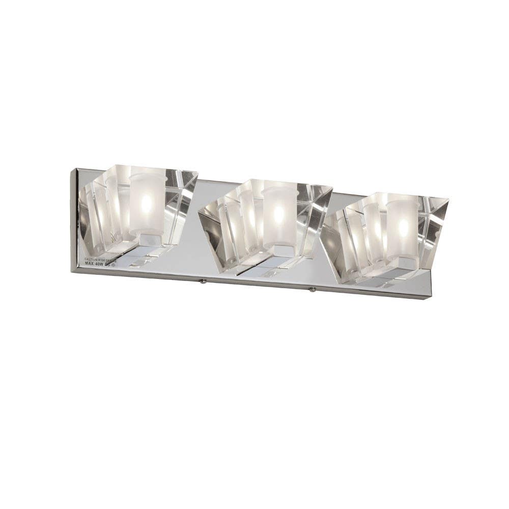 Dainolite V822 Vanity Fixture, Polished Chrome Finish, Optical Crystal Shade
