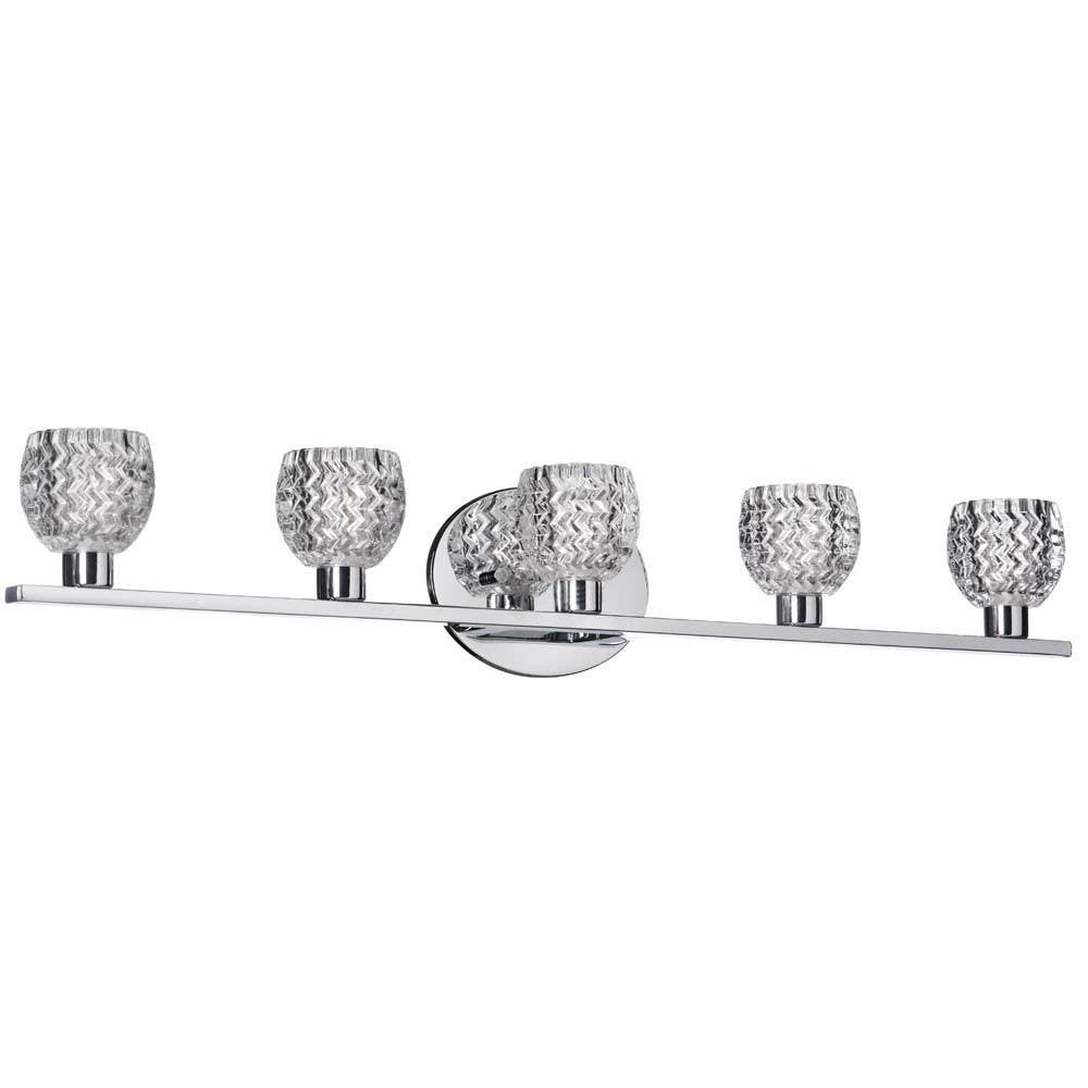 Dainolite V98 5 Light Vanity Fixture, Polished Chrome, Cut Glass Crystal