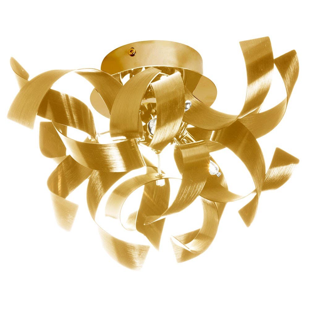 Dainolite WAY 3 Light Semi-Flush Fixture Twisted Metals, Polished Chrome Accents