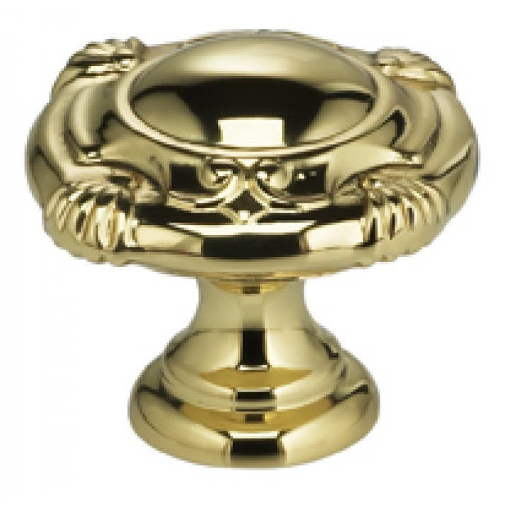 Omnia 7430 Ornate Cabinet Knob - Solid Brass