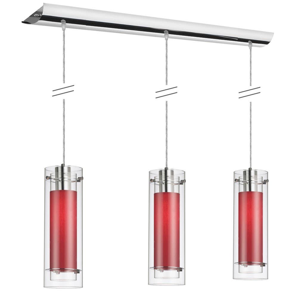 Dainolite 22153 Polished Chrome Pendant, Clear Glass