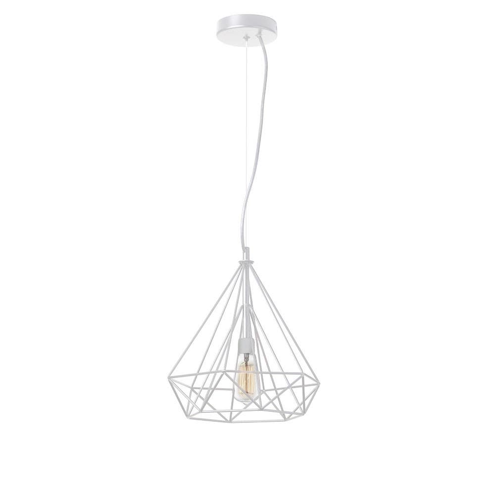 Dainolite 242 1 Light Metal Framed Pendant, Matte White Finish
