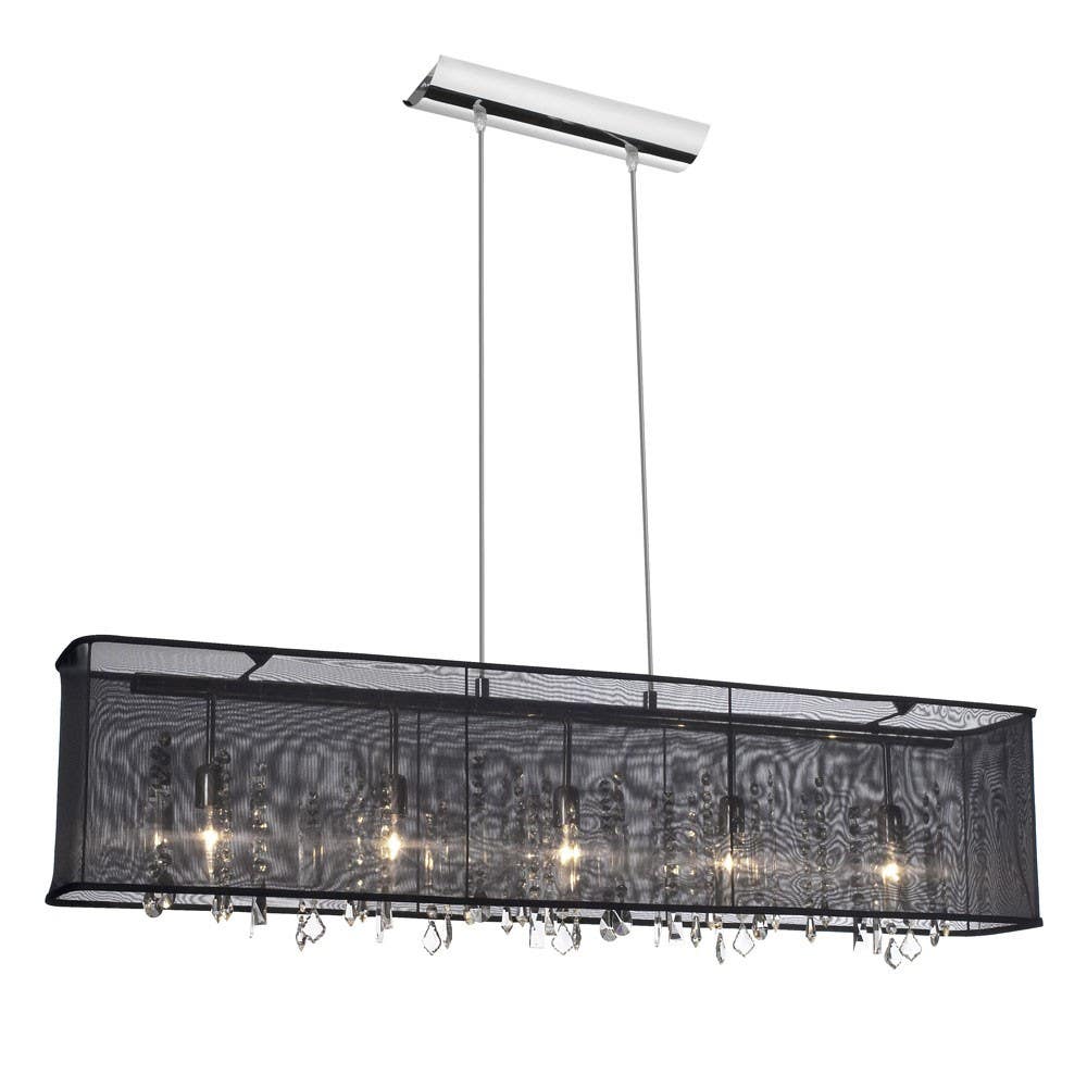 Dainolite 85303A 5 Light Horizontal Crystal Chandelier, Polished Chrome