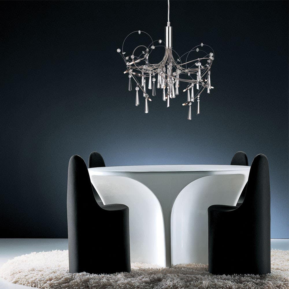 Dainolite 1851 10 Light Crystal Chandelier, Polished & Satin Chrome Finish, Low Voltage