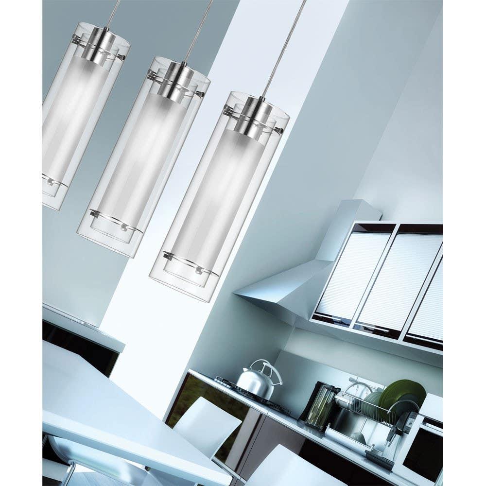 Dainolite 22153 3 Light Horizontal Pendant, Clear Frosted