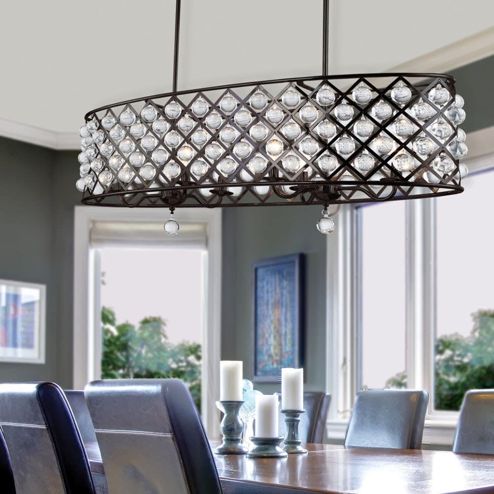 Dainolite CRE 6 Light Oval Chandelier w/ Crystal Balls