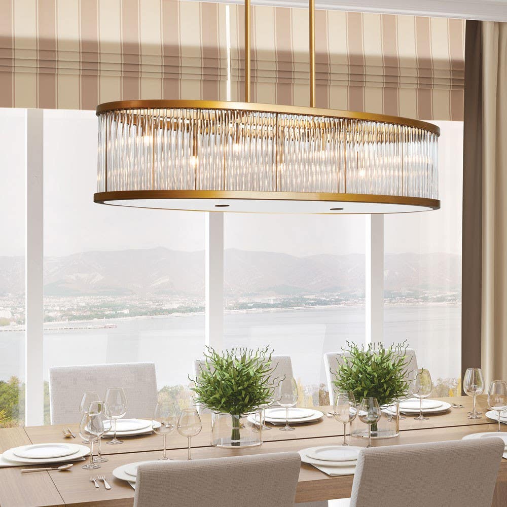 Dainolite GGE 7 Light Oval Pendant w/ Crystal Rods