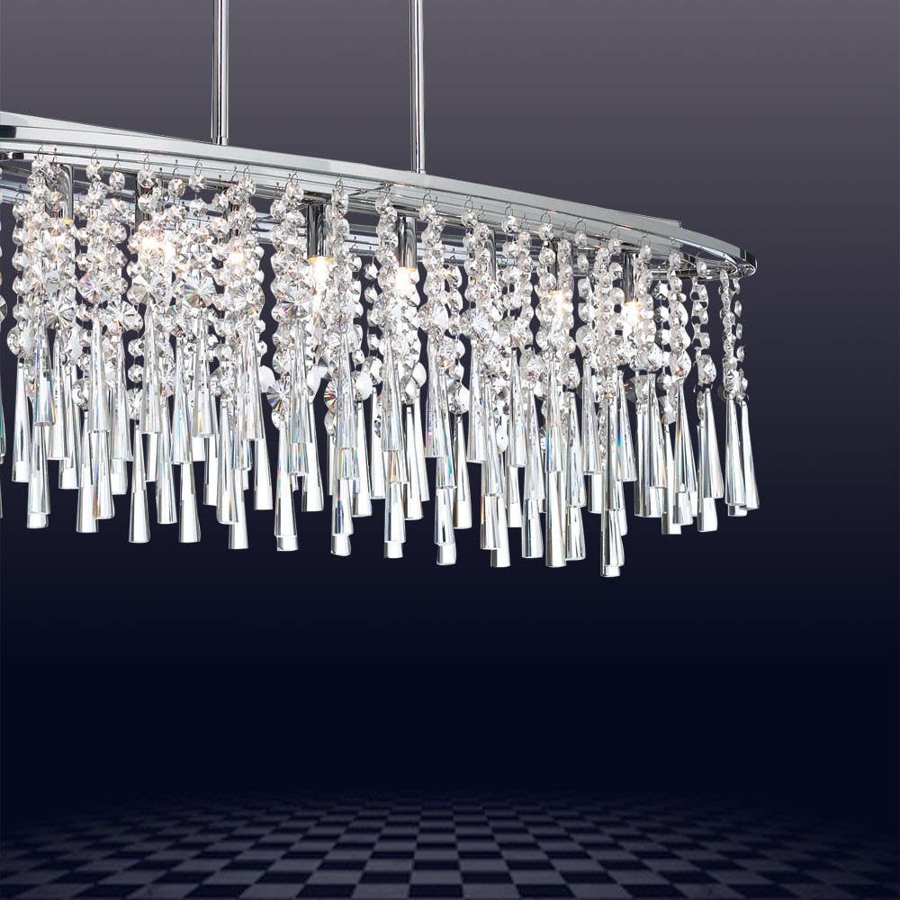 Dainolite JOS 8 Light Oval Crystal Chandelier, Polished Chrome