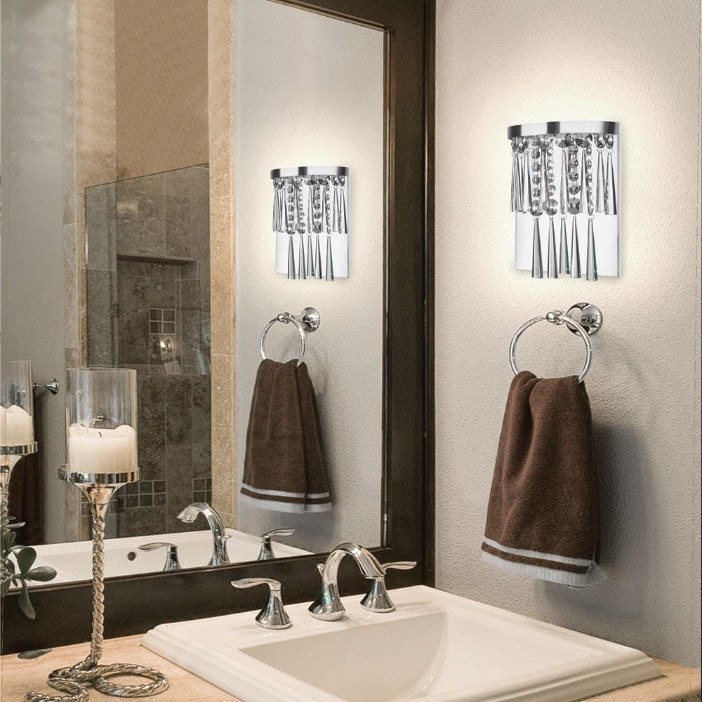 Dainolite JOS 2 Light Crystal Wall Sconce, Polished Chrome