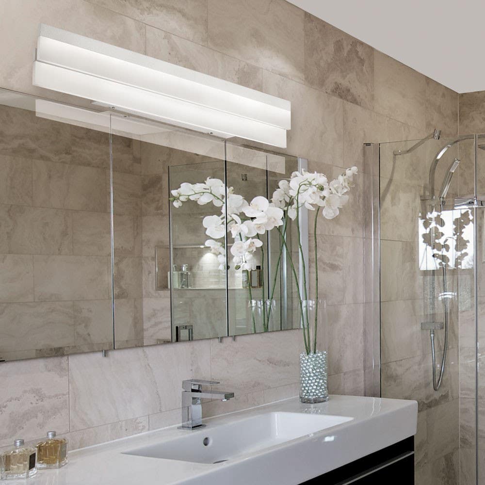 Dainolite KEP Flat LED Vanity Fixture, Silver / Polished Chrome, Frosted White Diffuser