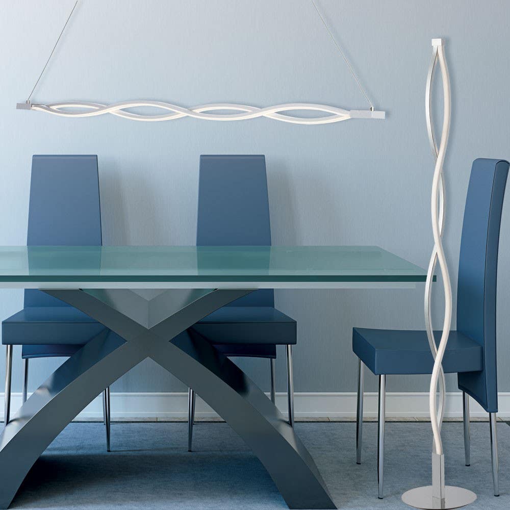 Dainolite LIS 21W Wave, LED Floor Lamp, Silver / Polished Chrome