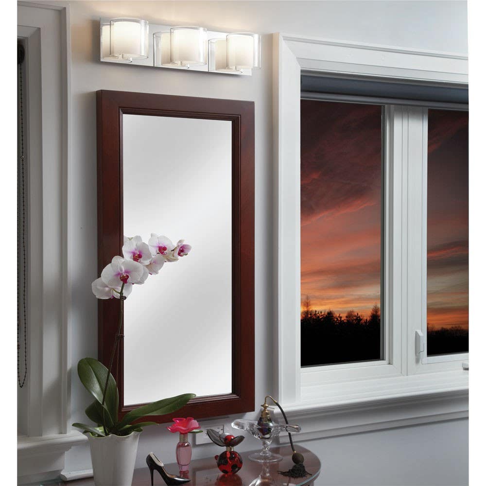 Dainolite V311 Vanity Fixture, Polished Chrome Finish, Clear/Frosted White Glass