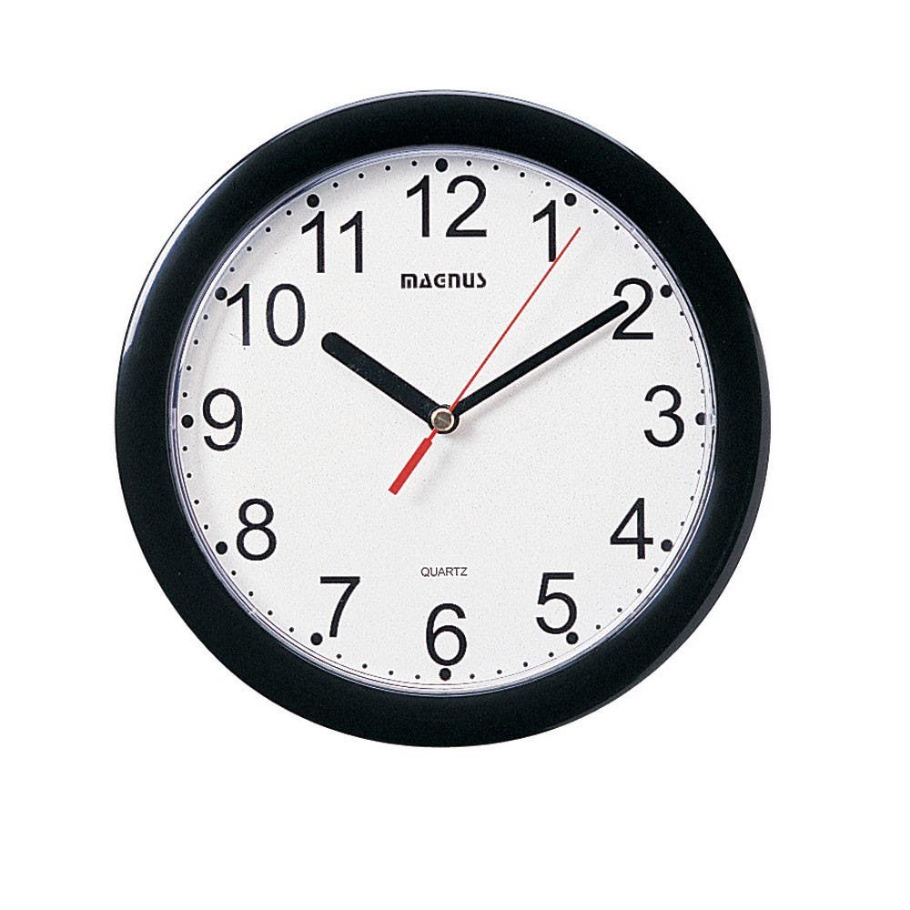 Dainolite 24003 Round Wall Clock, Black, Plastic Face