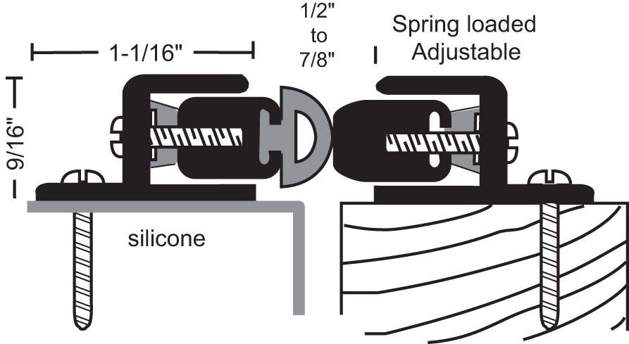 NGP 140S Surface Mounted, Adjustable Mortised Silicone Astragal Seal