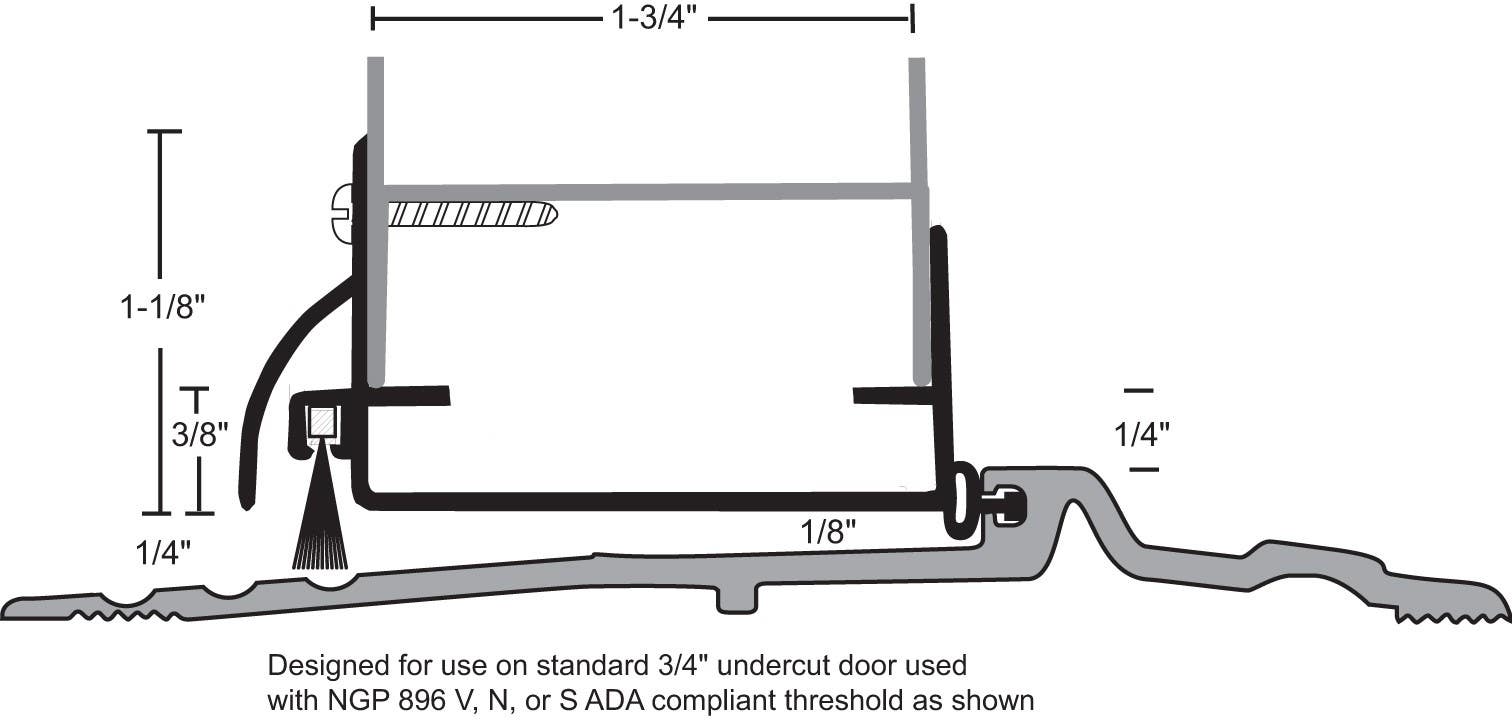 NGP 95WH Aluminum Door Shoe with Rain Drip and Brush Sweep