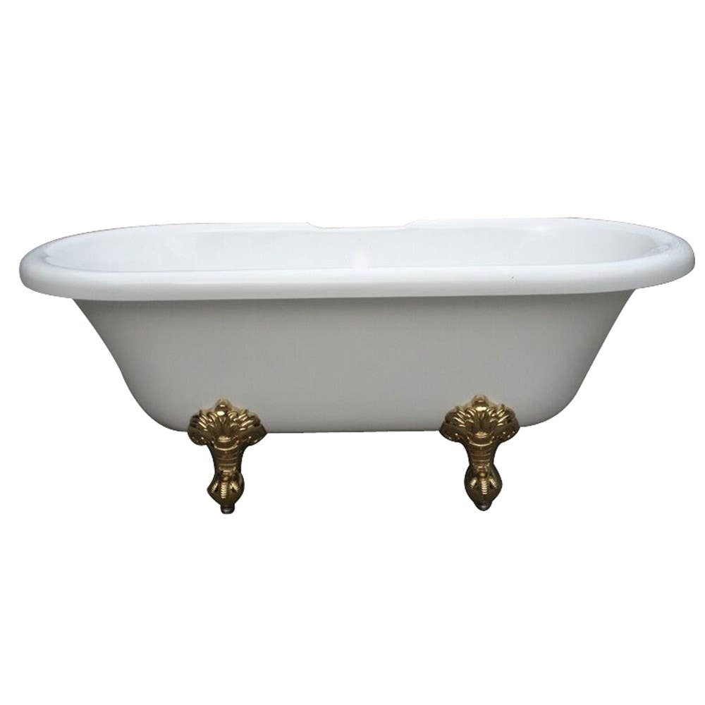 Kingston Brass VTDS673023H Double Ended Acrylic Tub w/ Constantine Lion Feet w/out Centers Drillings