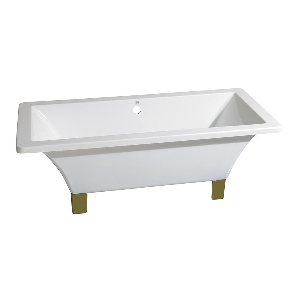 Kingston Brass VTSQ Aqua Eden White Acrylic Double Ended Clawfoot Tub (No Faucet Drillings)