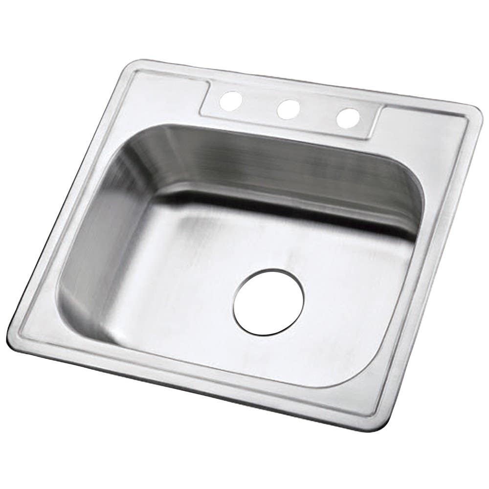 Kingston Brass K25228BN Gourmetier Carefree Stainless Steel Single Bowl Self-rimming Kitchen Sink, Satin Nickel
