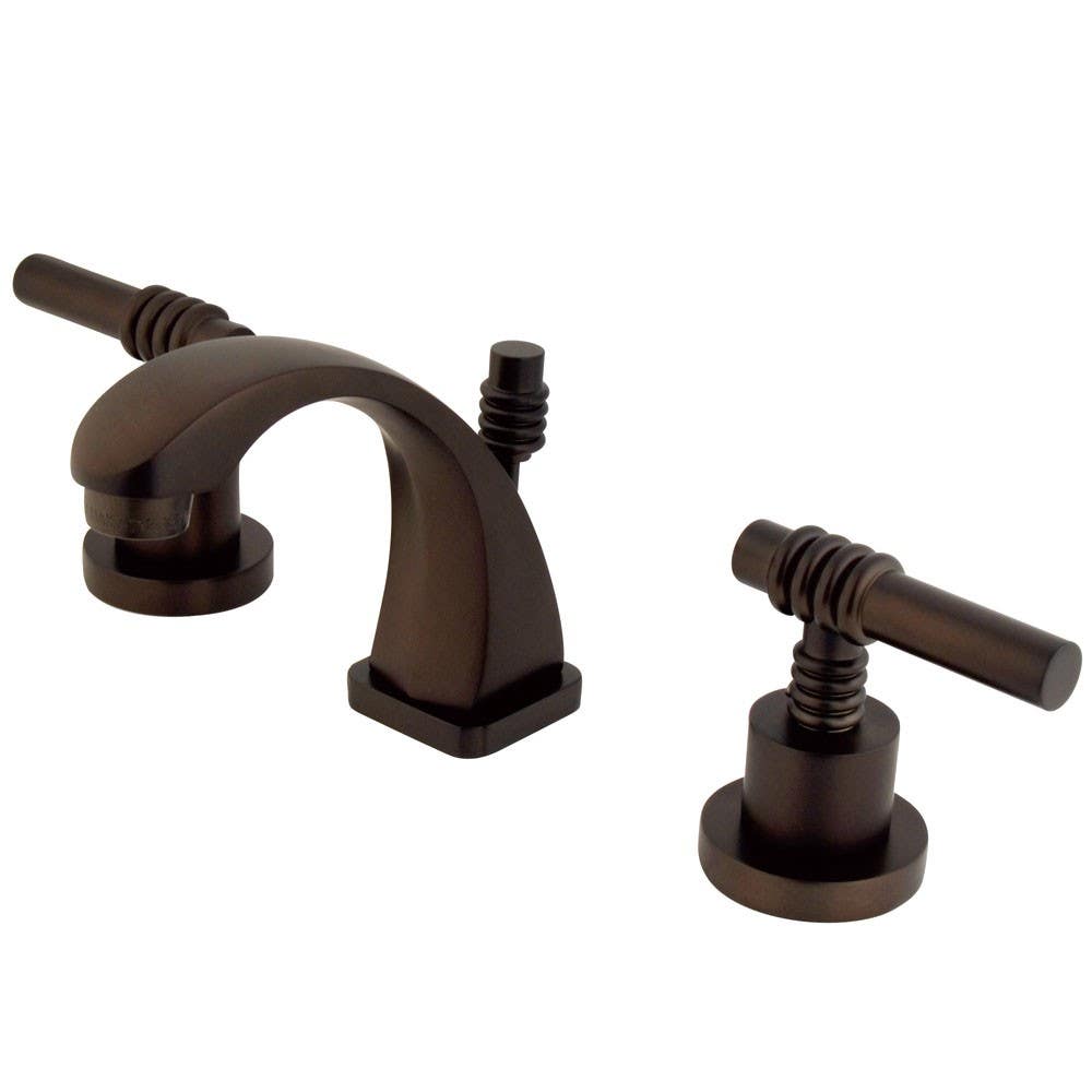Kingston Brass KS494ML Claremont Two Handle 4" to 8" Mini Widespread Lavatory Faucet w/ Brass Pop-up