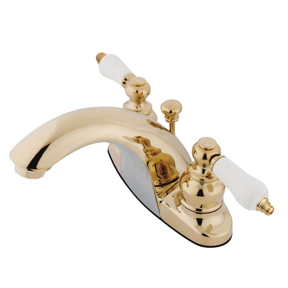 Kingston Brass GKB764 Water Saving English Country Centerset Lavatory Faucet w/ porcelain lever handles
