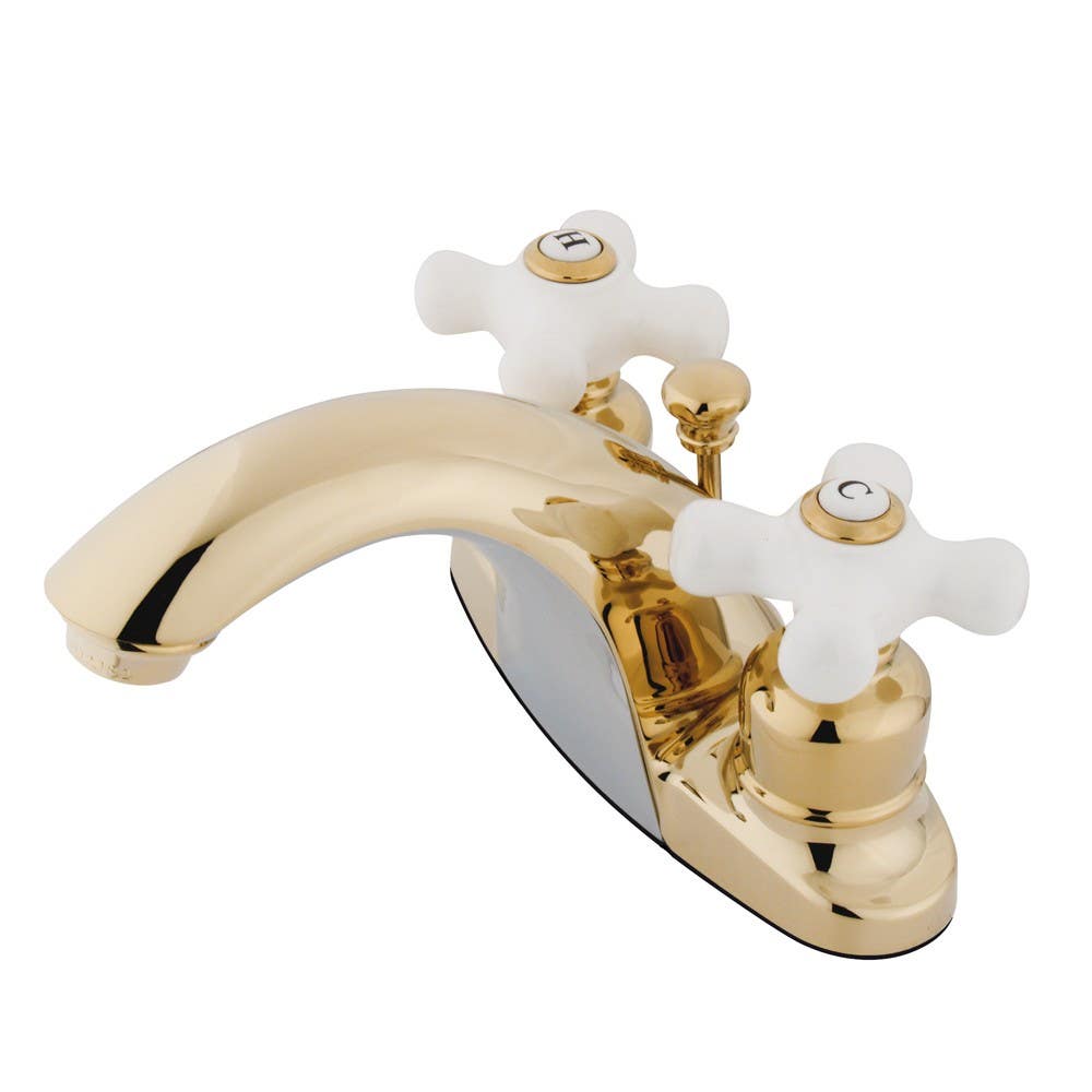 Kingston Brass KB764 Two Handle 4" Centerset Lavatory Faucet w/ Retail Pop-up w/ porcelain cross handles
